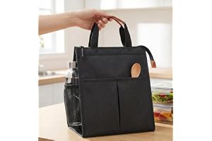 Wooum Insulated Lunch Bag for Women & Men | Waterproof Soft Cooler Tote | Leakproof Reusable Lunch Bag with Pockets | Thermal Lunch Box for Office, Travel & Picnic-Black (Charcoal Grey)