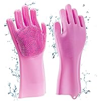 Max Home Magic Silicone Cleaning Hand Gloves for Kitchen Dishwashing and Pet Grooming, Washing Dish, Car, Bathroom…