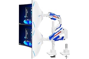 ARES WING Soporte para Monitor de 24-57 Pulgadas para 2 monitores, Brazo Monitor Doble de Alta Resistencia Ajustable Inclinar Girar, MAX 30kg, VESA 75/100/200 mm