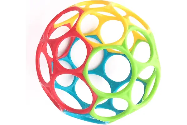 Bright Starts, Pelota Clásica Oball de Fácil Agarre, Libre de BPA, Rojo, Amarillo, Verde, Azul, Edad Recién Nacido y más