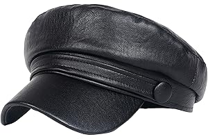RDWESZOD Berretto da donna alla moda, in pelle PU Bakerboy Flat Visor Baret,Autunno Primavera Inverno Cabbie Cappello