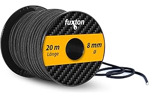 fuxton corda elastica 8 mm 20 m nero, elastico (corda di espansione, banda elastica, corda elastica, corda di gomma, corda per teloni, corda di tensionamento, corda elastica per copertura piscina)