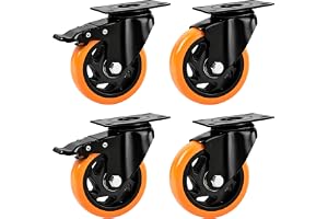 Relaxdays svängbara hjul, 4-pack, 100 mm, 600 kg, med broms, svart