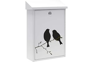 ARREGUI Premium E5601-BIR Boîte aux Lettres Individuelle en Acier avec sérigraphie « Birds », Taille M (Courrier Format A4, Magazine), Boîte aux Lettres Murale, Anti-Pluie, Facile à Installer, Blanc