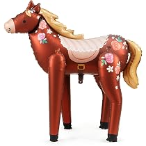 40 Pièces 12 Pouces Décorations de Ballon en Latex de Fête d'Anniversaire de Cheval, Ballon de Cheval Décor sur Thème de Course de Cheval pour Fête Baby Shower (Marron, Blanc, Argent