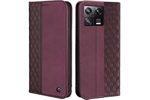 CXTCASE Funda Xiaomi 13 Pro, Funda Tapa Libro Movil Carcasa PU Cuero para Xiaomi 13 Pro, Tipo Libro Flip Wallet Case, Vino Tinto