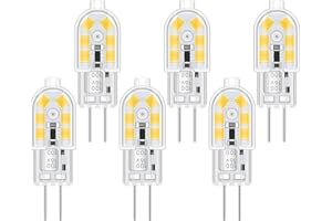 Akynite Lampadine a LED G4 2W 12V AC/DC Luce Bianca Fredda 6000K, 200lm, Lampada Alogena G4 10W 20W Equivalente, non dimmerabile, 12V G4 LED Bi-Pin per Camper/Cappa Cucina, set di 6