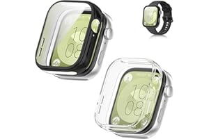 GROWALLETER Screen Protector Case for Huawei Watch Fit 3, Full Coverage Slim Hard Case Protective Bumper Built-in Tempered Glass Screen Protector Shell Cover for Huawei Watch Fit 3 Smart Watch (Black+Clear)