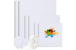 Vebetter Tela Per Dipingere, 6PCS Art Tela Bianca Acrilico Tela 30x40 30x20 20x15 Canvas Per Dipingere, Con Tavolozza e Inserti, Tela Cotone Pittura, Vuoto Tele Ad Olio Per Acrilica, Acquerello,Guazzo