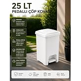 25 Lt Slim Pedallı &Ccedil;&ouml;p Kovası Beyaz