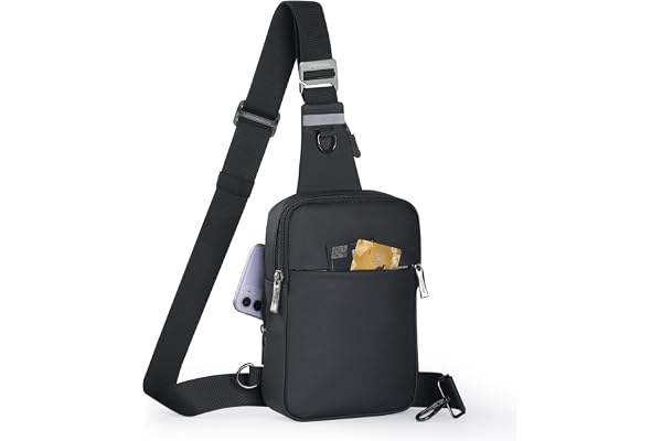 BROADREAM Sac à Bandoulière pour homme et femme, Sling Bag avec blocage RFID, petit sac à bandoulière étanche, Sac Banane Bandouliere pour Voyage Sports de Plein Air
