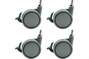 LIKERAINY Ruota Girevole in Nylon con Freno FC3511A Ruota Piroettante con Montaggio a Filetto per Mobile e Armadi Ø 60mm Confezione da 4