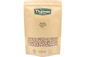 Organic Chickpeas - High Fiber, High Protein Snack - Raw, Vegan, Non-GMO - No Additives, No Preservatives - Perfect for Salads, Soups, Curries - Thames Organic 500g