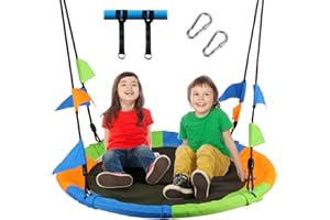 Leogreen Ø 120 cm Nestschaukel, bis 300 kg Kinderschaukel, Seillänge verstellbar 100-180cm, für Kinder & Erwachsene, mit Schaukel Befestigung (Bunt)