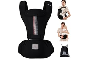 Bebear Marsupio,Bebamour Marsupio per 0-36 mesi, marsupio traspirante da neonato a bambino, approvato dagli standard di sicurezza, seggiolino ergonomico 6 in 1 anteriore (Air Black)