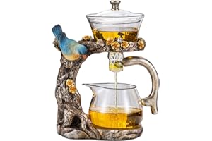 Fire Kirin Théière en verre avec bol rotatif semi-automatique avec infuseur et théière Kungfu (théière)