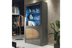 Creative Furniture Sideboard 170cm Dark Grey Display Cabinet Modern Stand Grey Gloss Doors Free LED
