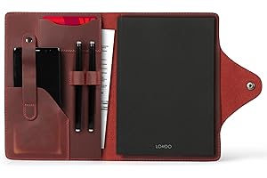 Londo Portfolio in Vera Pelle con Blocco Note e Chiusura a Scatto, per Affari, Ufficio e Viaggi – Cartella Elegante e Funzionale in Pelle di Alta Qualità