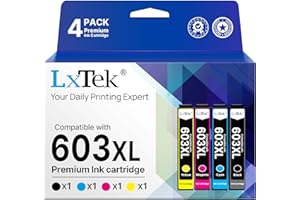 LxTek Compatible Ink Cartridge Replacement for Epson 603XL for XP-4100 XP-3100 XP-2100 XP-2105 XP-4105 XP-3105 Workforce WF-2830 WF-2850 WF-2835 WF-2810 (Black Cyan Magenta Yellow，4-Pack)
