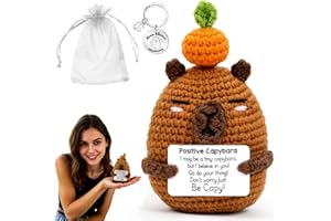 HBSFBH Regali positivi Capybara Peluche Peluche Pocket Hug Capybara, Bambola Capybara, divertente positiva Capybara, in lana lavorata a maglia, bambola Capibara, con portachiavi, regalo di supporto emotivo