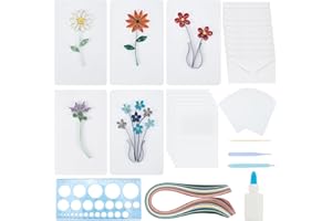 WEBEEDY Paper Quilling Kits for Adults Beginners, Fun Flowers DIY Quilling Card Making Kits with 36 Colors 180 Strips, Quilling Tools Rule, Envelope, Paper Art & Craft Supplies Wedding Handmade Gift