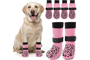 PICK FOR LIFE Calzini per cani 2 paia di calzini antiscivolo per cani double face con cinghie regolabili per interni (rosa, XS)