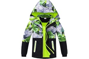 NATUST Boys' Lined Rain Jacket, Wind and Waterproof Transition Jacket