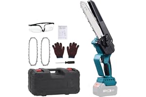 HONEYHOUSE Mini Motosierra Bateria para Makita 18v, 8 Pulgadas Mini Motosierra Eléctrica con 2 Cadenas, Mini Motosierra de una Mano, Motosierra Inalámbrica para Ramas, Rboles, Patio, Hogar, Jardin(Sin Batería)
