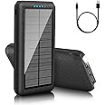 Portable Charger Solar Charger Power Bank 26800mAh Battery Pack Camping Waterproof External Backup Charge with 3 Outputs 2 Input LED Flashlight for Travel Hiking Outdoor