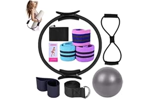 LLELEMAMO Better Me Pilates Essentials Kit for Women, 11-Piece Better Me Pilate Essential Kit, Booty Bands for Working Out Glutes Yoga Ball 25cm Figure 8 Resistance Band Yoga Bands for Stretching