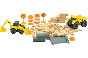 CAT Construction Toys, Dig N' Build Dirt Playset with 10 Oz of Compound, 2 Little Machine Vehicles, Ages 3+