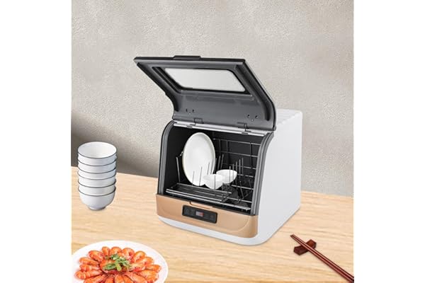 Mini Lave-vaisselle sur Plan de Travail, Portable et Sans Installation, 3 Modes (Rapide/Standard/Intensif), Commande Tactile, 220V 800W, Pour Petit Maison, Dortoir, Bateau, Camping-Car