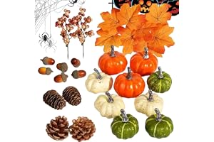 Fall Pumpkin Table Decorations - 25 Pieces Assorted Realistic Mini Set