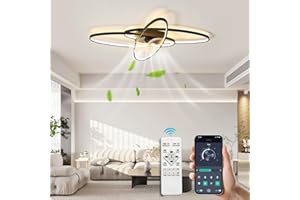 LIHAIAN LED-Deckenventilator mit Beleuchtung,Deckenleuchte mit Ventilator65W Dimmbar,App und Fernbedienung,6 WindgeschwindigkeitenLeiser Deckenventilator mit Licht, Deckenleuchte für Wohnzimmer, Schlafzimmer