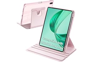A-BEAUTY Custodia Rotante Compatibile con Honor Pad X8a 11 Pollici 2024, con Portapenne, Rotazione a 360 Gradi Supporto Cover Chiaro Retro, Rosa