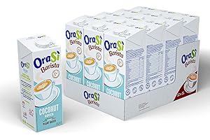 OraSì Barista Coconut bevanda di cocco (1 litro, 12 unità) - Alternativa vegetale - Senza glutine - Per cappuccini, dolci, dieta vegana e ricette con gusto intenso di cocco