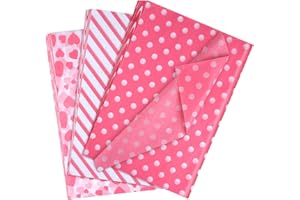 MIAHART 90 fogli di carta velina da regalo per San Valentino, compleanno, carta velina per la casa, la cucina, l'artigianato fai-da-te, accessori da regalo (cuore, pois, strisce)