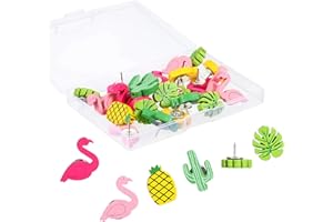 EOAMGO Pack of 30 Push Pins, Flame Bird Push Pins, Cactus Push Pins, Cute Thumbtacks, Decorative Pin Board Pins for Bulletin Board, Cork Board, World Map, School, Home, Office