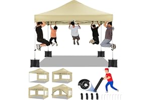 Tooluck Tonnelle de Jardin Barnum Pliant 3x3 Professionnel Solide Renforcé UV 50+ Pop Up Barnum 3 réglables en Hauteur Protection Contre Le Froid avec 4 Murs et 4 Sacs de Sable