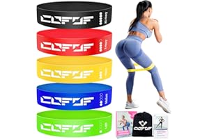 ‎COFOF COFOF Fitnessbänder 5er-Set 100% Latex, Resistance Bands mit 5 Widerstandsstufen mit Deutscher Übungsanleitung & Tragebeutel, Gymnastikband für Yoga, Pilates, Krafttraining, Physiotherapie