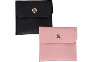 Qehyuelefu Jewellery Pouch Leather, 2 Pcs Pu Leather Jewelry Pouches, Small Gift Bags With Snap Button, Travel Jewellery Pouch, Mini Travel Storage Bag With Flip Cover For Cosmetics Necklace Bracelet