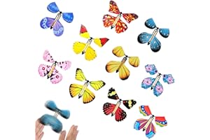 Peysaitr 10 Pieces Magic Fairy Flying Butterfly Card Wind up Butterfly Rubber Band Flying Butterfly Surprise Flying Paper Butterflies Set for Party Playing Decorations (Random Style)