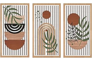 Yixuan 3 Pezzi Sculture a Parete Decorative in Legno, Decorazione Parete Bohémien, Decorazione Artistica da Parete, Arte Murale Geometrica Moderna per Soggiorno, Camera, Ingresso, Ufficio