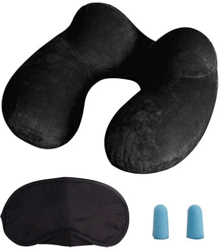 Slowwave Royal Snooze Travel Pillow - Inflatable Neck Pillow/Airplane Cushion - 4 Fine Relax Positions - Optimal Support Head and Neck - Neck Pillow Incl. Earplugs - Pink