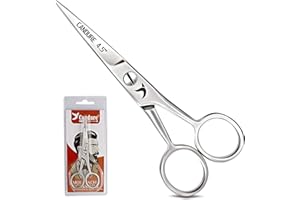 Candure Mustache Scissors Beard Trimming Cutting Kit for Facial Eyebrows Eyelashes Nose Hairs Shears Set (4.5")