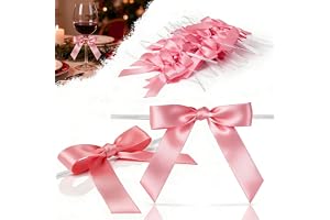 mawmuaw Slipning dekoration, 30 st små rosetter, rosa rosett 7 × 6,5 cm satinband med tråd färdig presentslipning rosett för