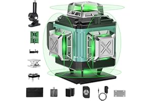 ENRIPRT Nivel Laser Autonivelante 360 Grados,4x360° 16 líneas Nivel Laser Verde, 360 Líneas Vertical/Horizontal Conmutables con 2 batería,Soporte Magnético, ajuste de brillo,control remoto,Bolsa Portátil