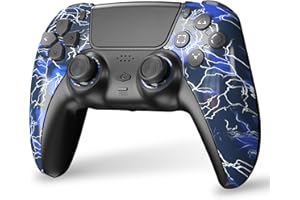 SupoHero Wireless Controller for Play4, Gaming Controller Built-in Sensor and Vibration motors, P4 controller pro with 3.5mm Audio Jack, Turbo Function, Stereo Speaker (Lightning Blue)