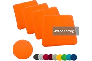 ‎HEIMTEXLAND heimtexland ® 4er Pack Sitzkissen Filz Stuhlkissen Bodenkissen Polster Stuhlauflage Indoor Outdoor Kissen eckig Typ631 Filzkissen orange 35x35 cm 4 Stück