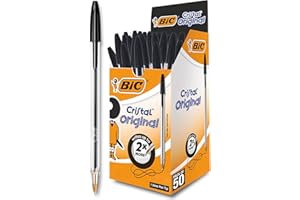 ‎BIC BIC Kugelschreiber Cristal Original, in Schwarz, Strichstärke 0,4 mm, 50er Pack, Ideal für das Büro, das Home Office oder die Schule